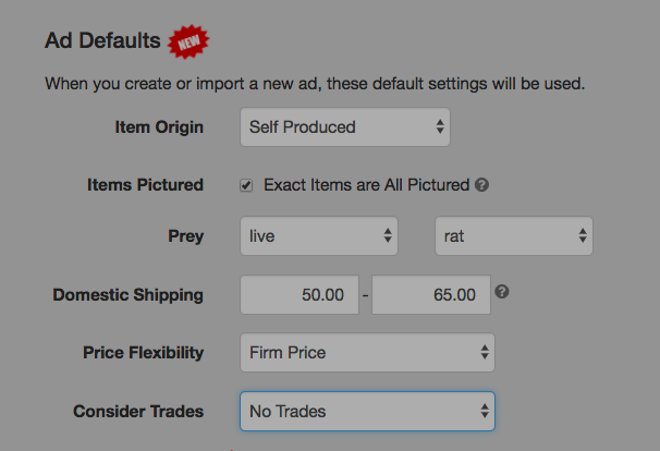 Ad Defaults